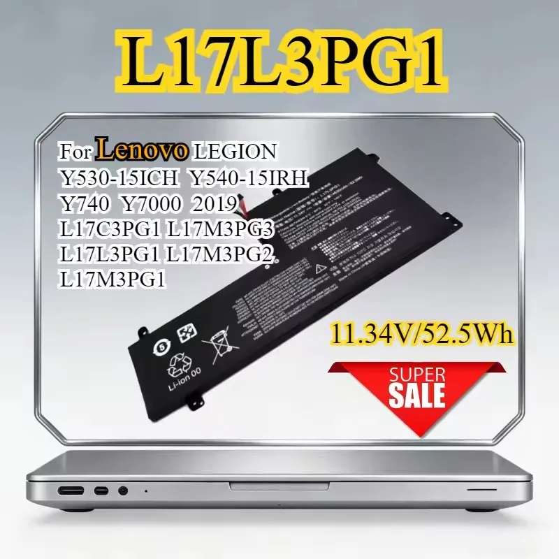 New 52.5Wh L17C3PG1 Laptop Battery For Lenovo LEGION Y530-15ICH Y540-15IRH Y740 Y7000 2019 L17M3PG3 L17L3PG1 L17M3PG2 L17M3PG1