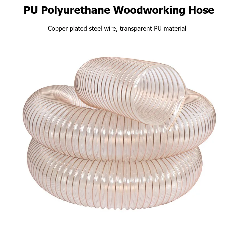 Φ150mm PU Polyurethane Woodworking Hose Anti-static Ventilation Vacuum Pipe Transparent Steel Wire Engraving Machine Dust Remov