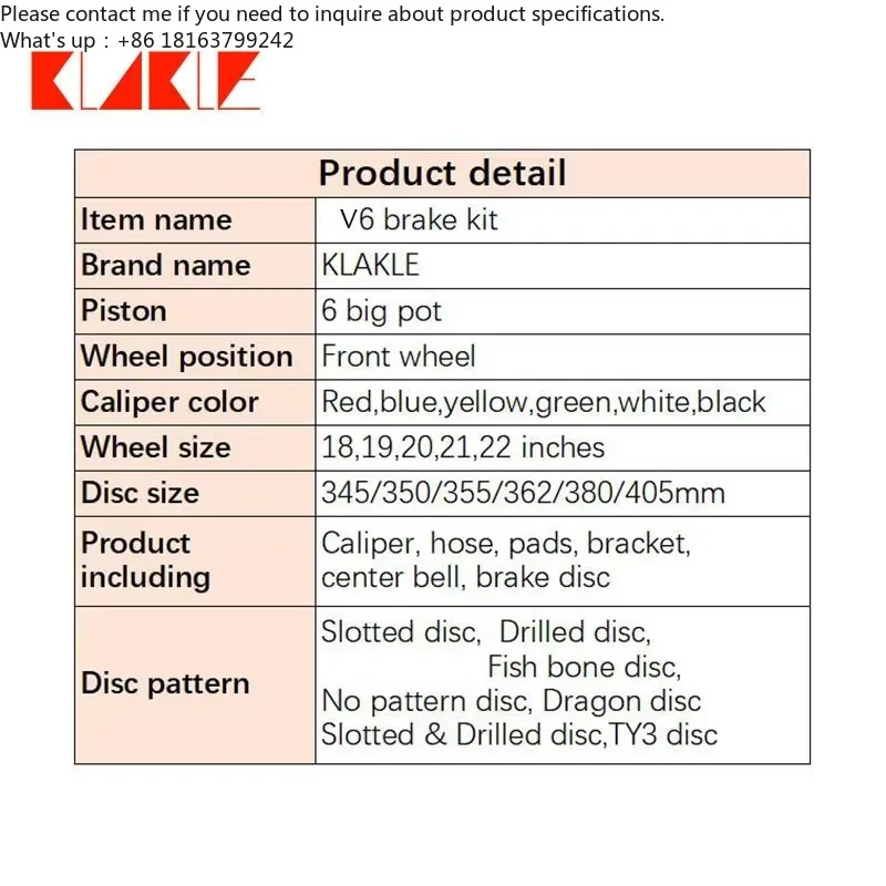 

KLAKLE V6 Brake System Big Brake Kit 6 Pot 380MM Rotor Disc for Lexus RX 450h 2010