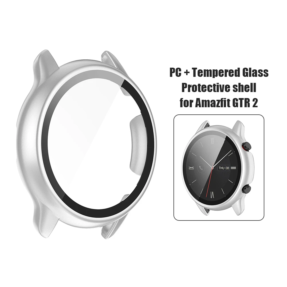 Curved Edge Tempered Glass Watch Series Case for Amazfit GTR 2e/GTR 2 Watch Full Cover Screen Protective Bumper Shell