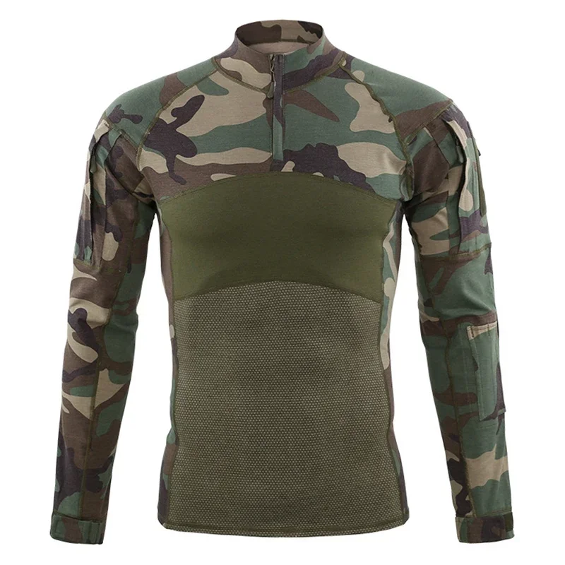 Camiseta táctica hombre camuflaje woodland manga larga outdoor caza - imagen 3