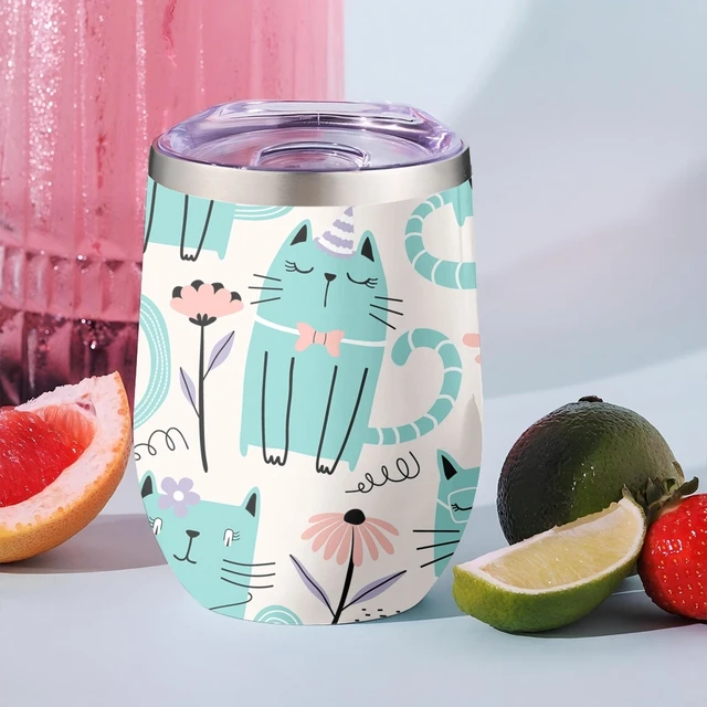 Vaso de acero inoxidable con Diseño de Gato, 12 oz