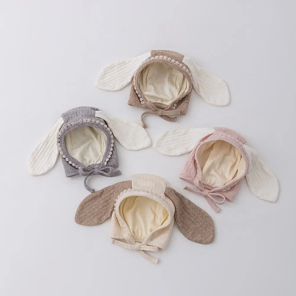 

Fashion Cute Baby Ear Protection Hats Sweet Long Ear Baby Fetal Cap Breathable with Tie Strap Warm Kids Hats Winter