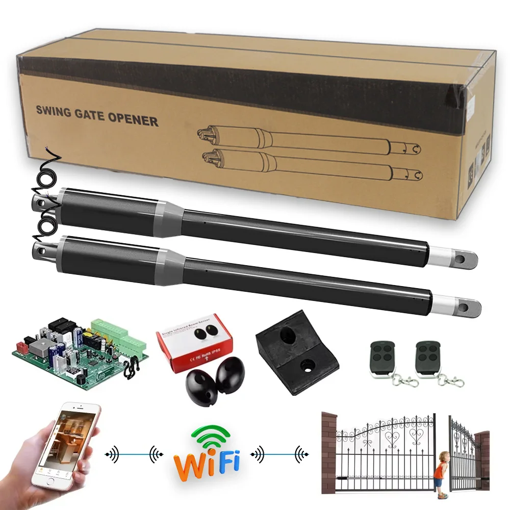 Aluminum Light Duty Automatic Gate Opener for Gates up to 12 Feet Long and 550 lbs for Dual Swing Gate Automatic Gate Opener Kit