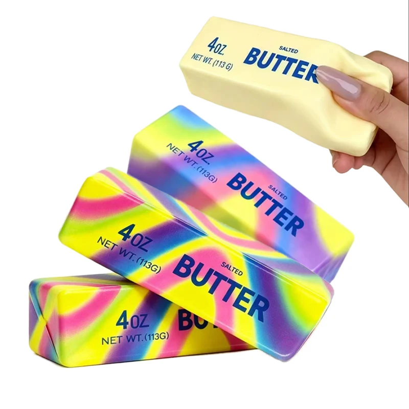 Butter Stick Squishy Fidget Toys Elastic Cheese Stick Funny Squeeze Prank Toy Stress Anxiety Relief Game Hand Relax Gift - view 4