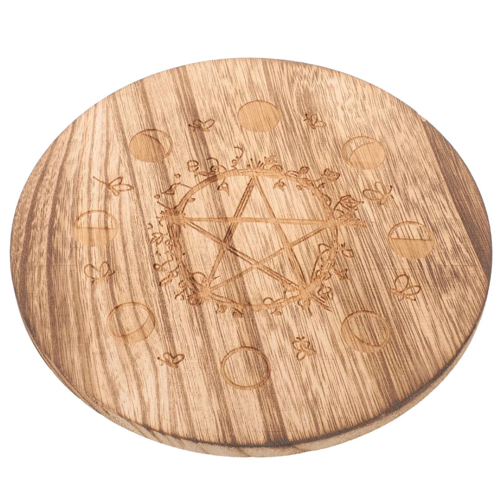 

Wooden Divination Desktop Board Carved Pattern Plate Creative Divination Prop Unique Meditation Accessories Decoration