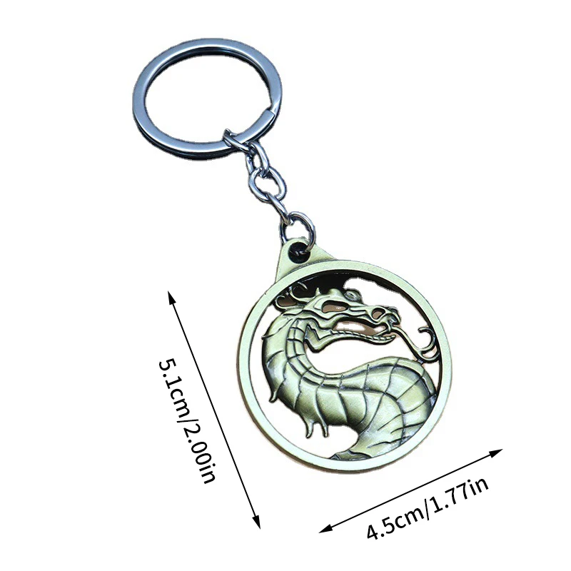 Fashion Vintage Charm Game Mortal Kombat Keychain Dragon Totem Alloy Keyring Holder Gift For Men Car Key Accessories