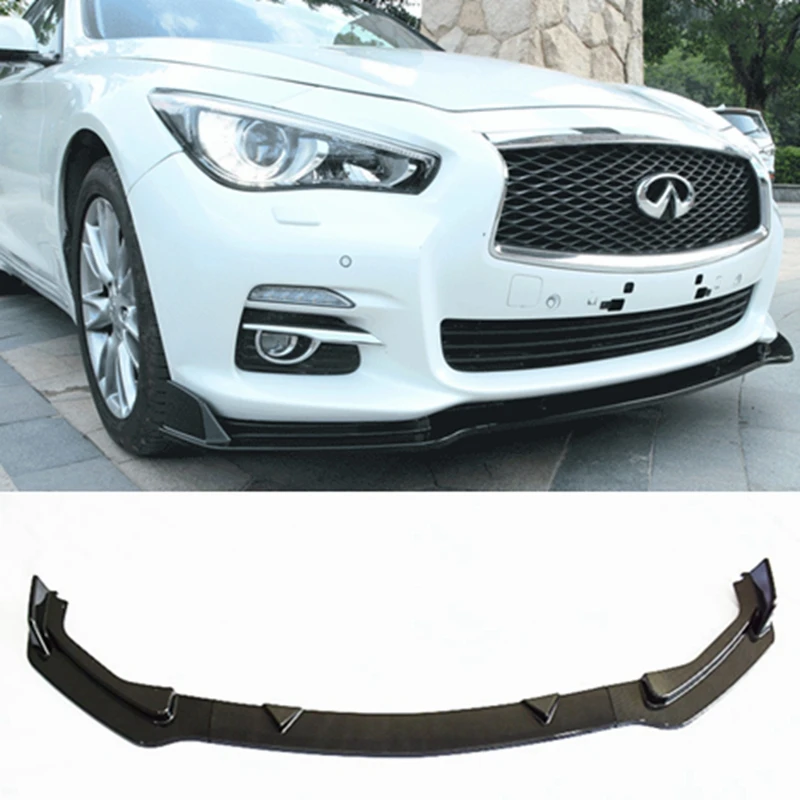 

Front Bumper Carbon Fiber/ Matte Black PP Chin Lip Spoiler Splitters Protection Trim For INFINITI Q50 2014-2017