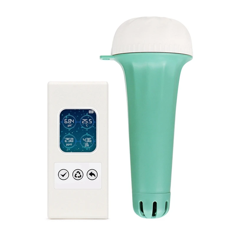 

6A-Swimming Pool Water Quality Tester 4 In1 IP68 Waterproof Swimming Pool Detector Wireless Connection Split Floating Type