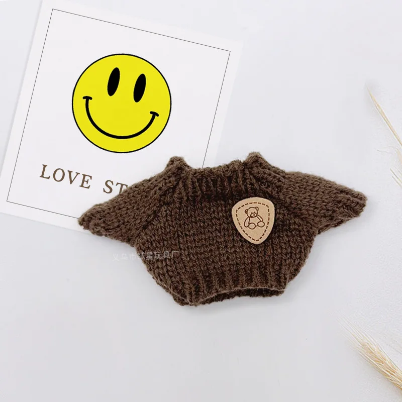 For Labubu Doll Clothes 17CM Handmade Crochet Sweater Hat Crossbody Bag 3pcs Outfit Set for 17cm Labubu Vinyl Doll Dress Up