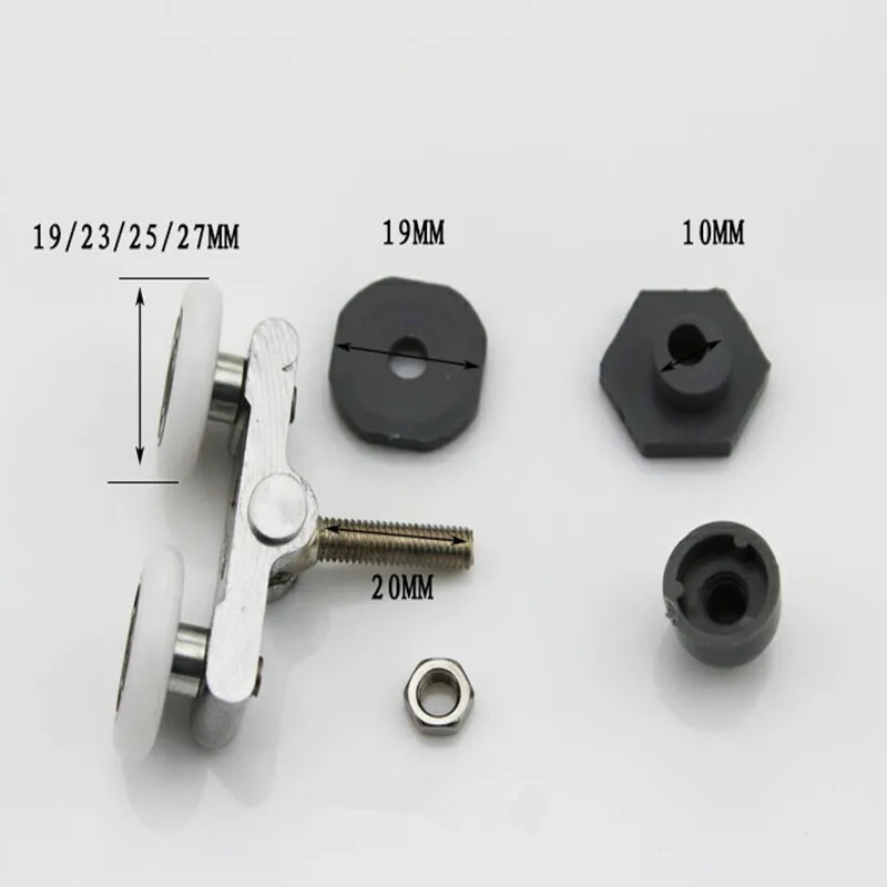 1 Chiếc 19/23/25/27Mm Kính Cửa Trượt Đu Đôi Bánh Ròng Rọc Mang Con Lăn Á Quân bánh Xe Cabin Tắm Phụ Kiện