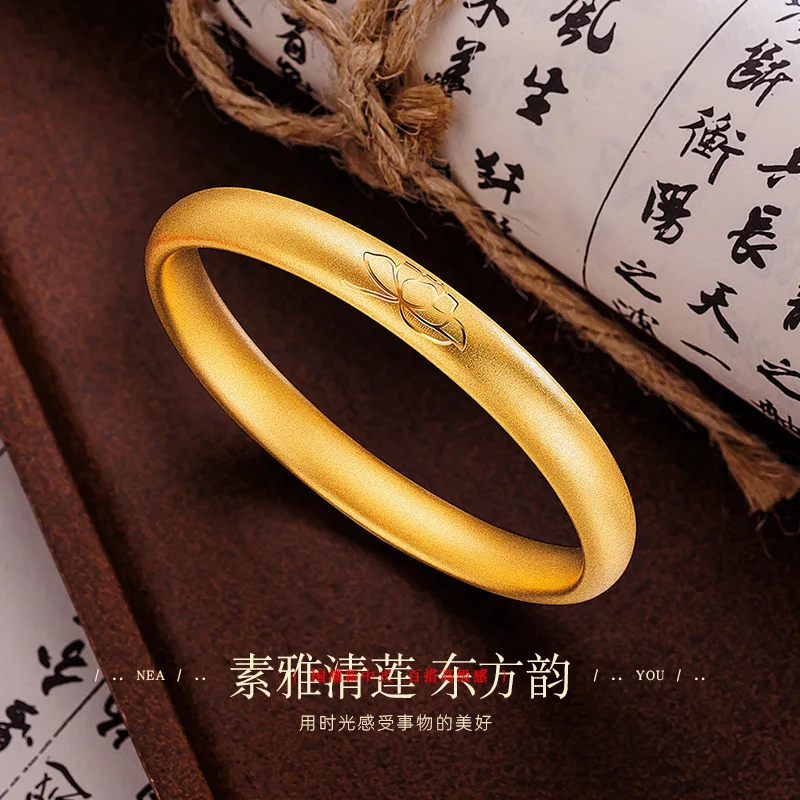 9999 gold bracelet - New Chinese-style ancient method imperial lady's lotus bracelet - Genuine product - Long-lasting