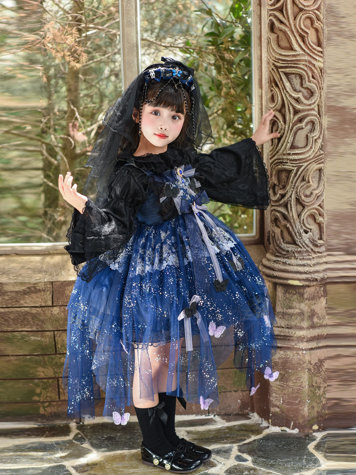 Vestido Saia Princesa Lolita Novo Estilo de Verão para Meninas, Vestido de Festa de Aniversário Infantil, Fantasia de Hallowe...