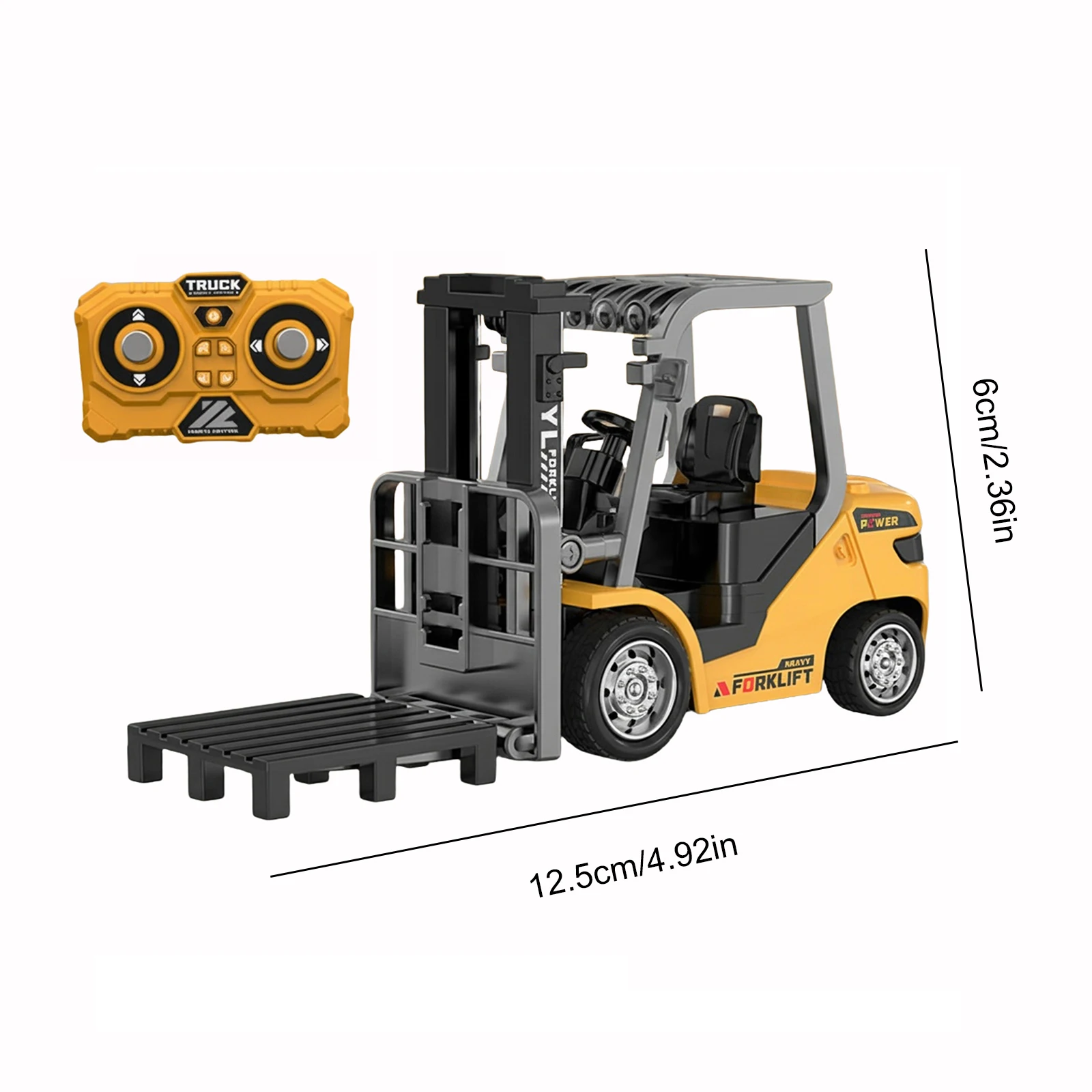 1/64 RC Construction Vehicles Rechargeable Remote Controlled Alloy Forklift Toy Car Model 2 in 1 Transformable Lift Fork & Hook