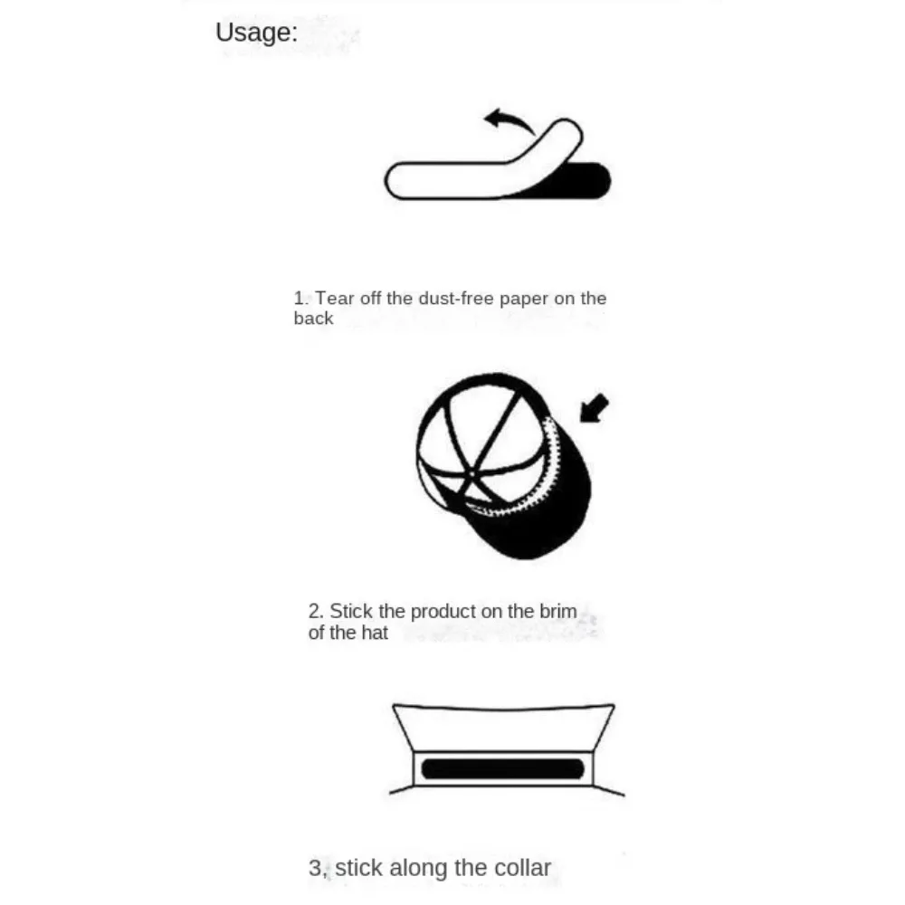 Cloth Hat Sweat Pad​​ Ultra-Absorbent​​ Disposable ​​Hat Sweatband​​ Long Strip ​​Self-Adhesive Backing​​