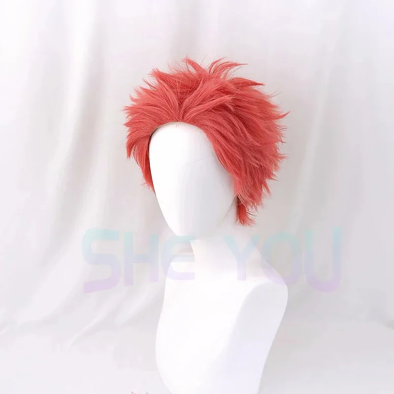 Akaza Cosplay Wig Rose Short Hakuji Hair Heat Resistant Synthetic Wigs + Wig Cap