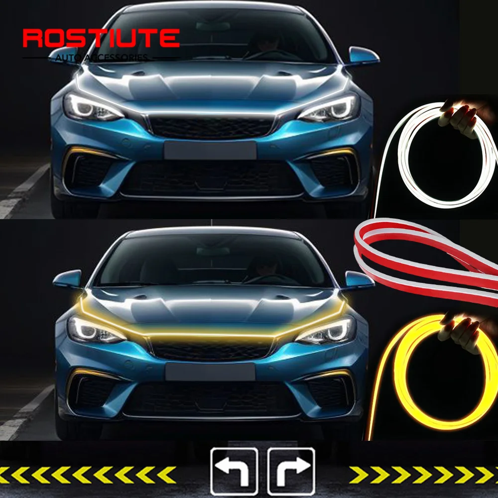 Scan Start Drl LED Luzes Diurnas com Sinal de Volta, Luzes Automotivo Capô Do Carro, Farol Flexível, Flexível Tiras de Lâmpada Ambiente