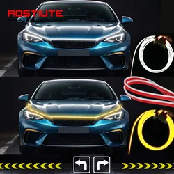 Car Hood Lights Strips Flexible Exterior Car Led Ambient Light Universal DRL Daytime Running Light with Turn Signal Dual Color