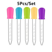 5Pcs/set Droppers Plastic Silicone Baby Pipettes Devices Infant Droppers Feeders Pipette Dropper School Lab Experiment Supplies