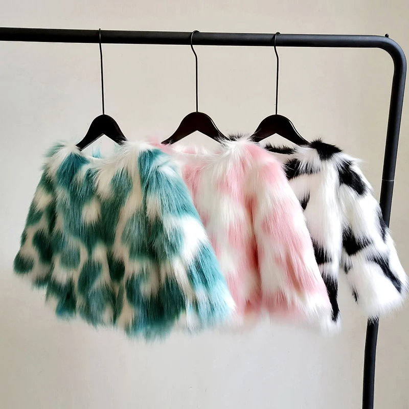 Girls Winter Faux Fur Jacket Children's Warm Coat for Baby Colorful Outwear Boys High Quality Fur Jackets Tops Clothes