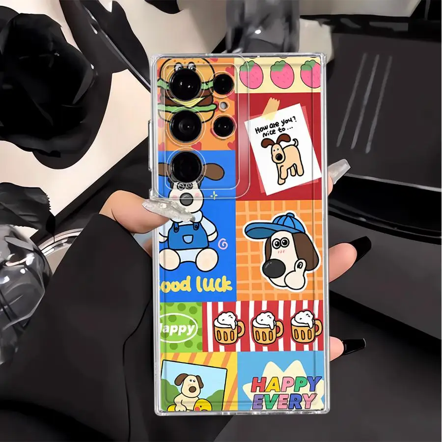 Case for Samsung Galaxy S26 Note 20 Ultra 10 S23 Ultra S20 Plus S22 FE S25 Edge S21 S24 Phone Cover Vintage Puppy