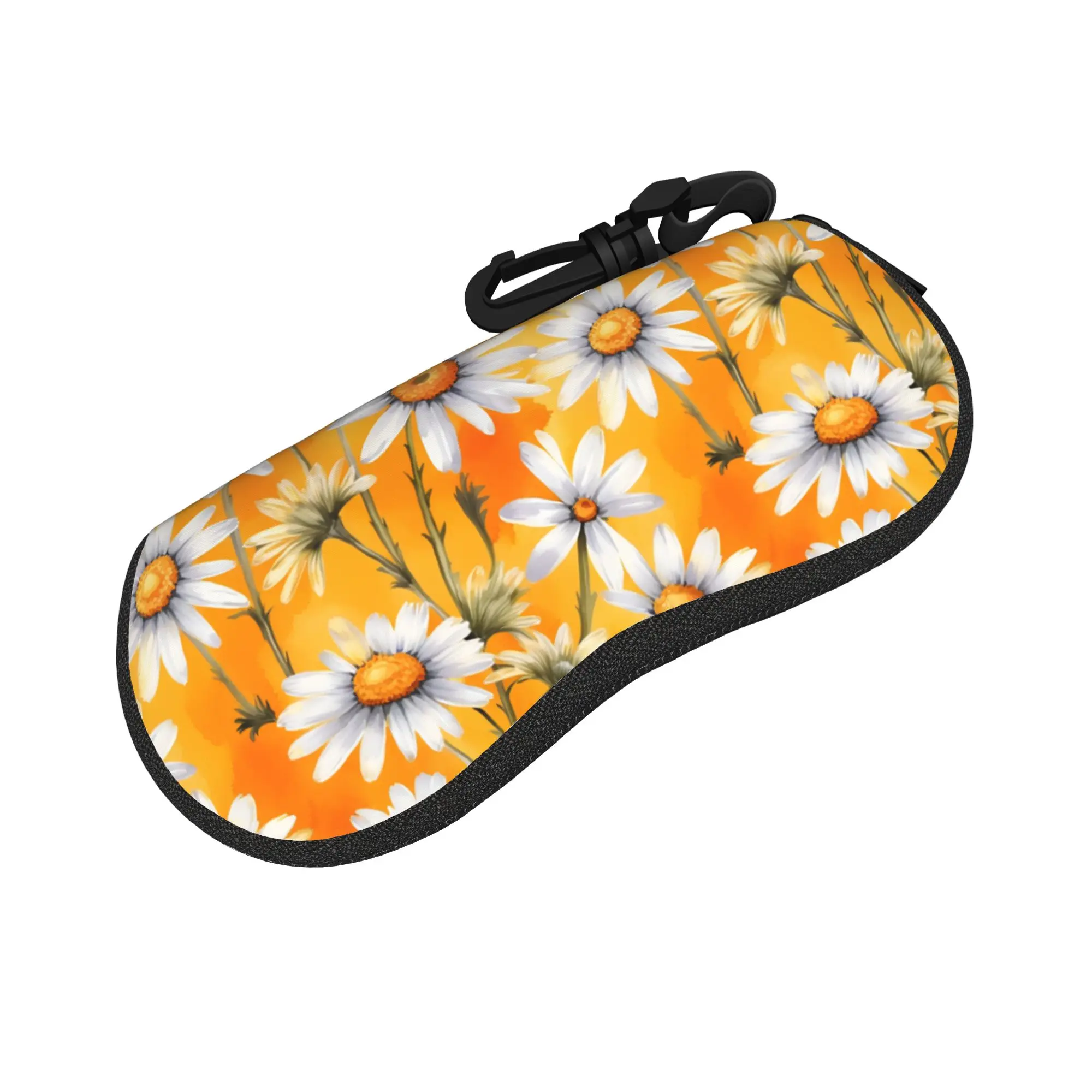 Daisy flower Glasses Case Women Men Waterproof Zipper  Glasses Protector Protector Eyewear Container
