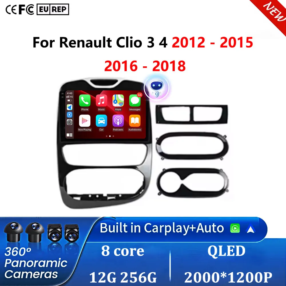 Android 16 Auto Carplay Car Radio Video For Renault Clio 3 4 2012 - 2015 2016 - 2018 Multimedia Player Stereo Audio 2Din 2 Din