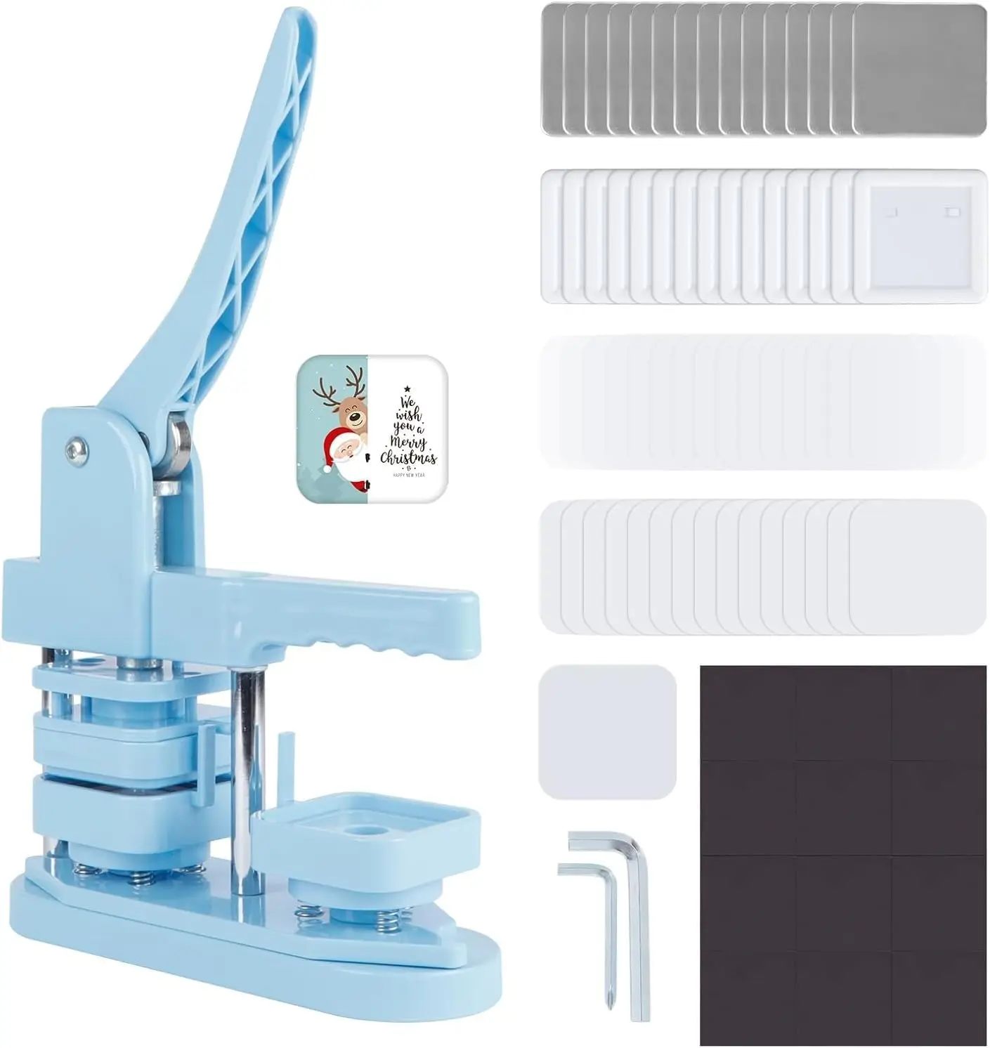 

Square Magnet Button Maker Machine 50mm/1.97in, DIY Fridge Magnet Kit with 100 Sets Supplies for School Parties Events