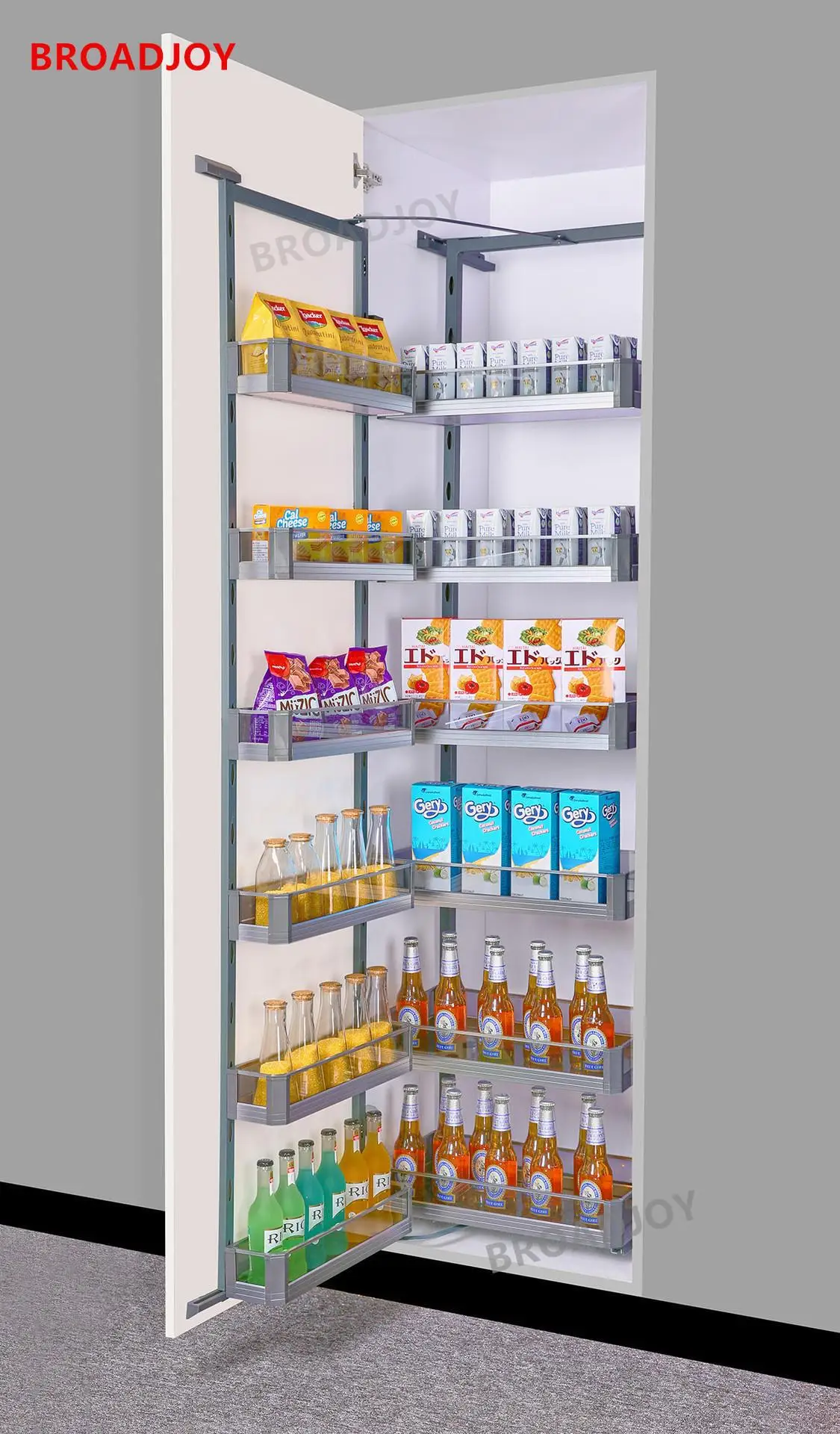 

Cross-border big monster deep pull basket kitchen cabinet multi-layer big monster snack cabinet pull basket high cabinet linkage