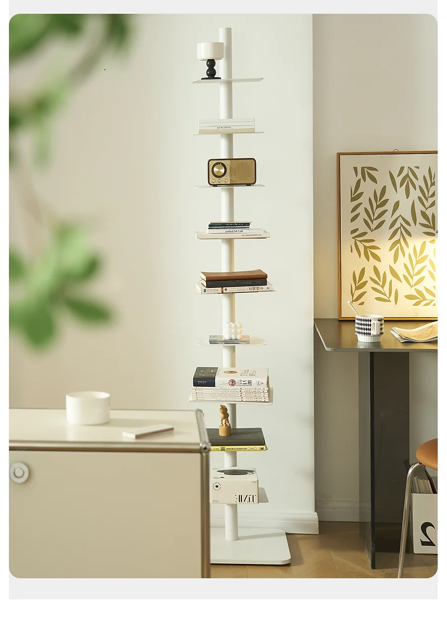 Simple personality light luxury DNA spiral shelf bookcase living room floor rotating creative invisible bookshelf