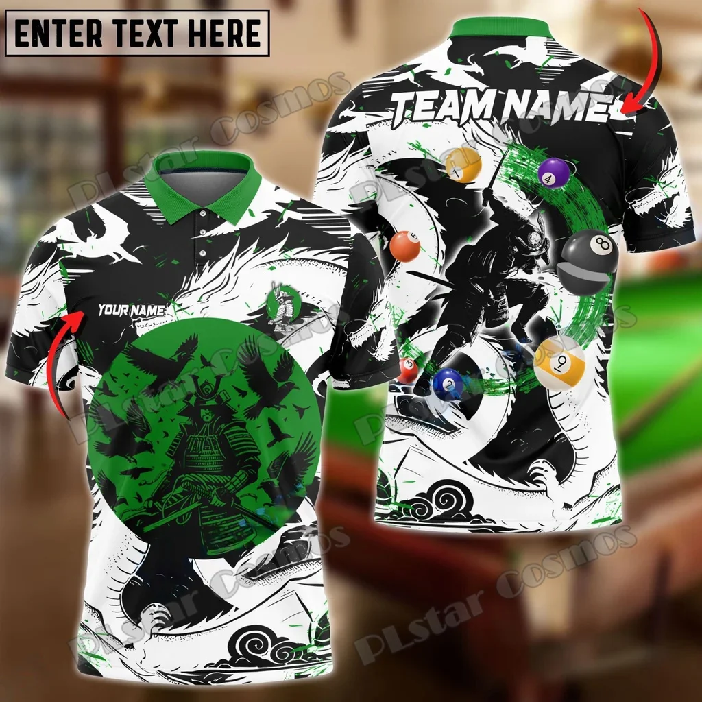 Billiard Ball Samurai Multicolor Options Personalized Name 3D Printed Fashion Men's Polo Shirt Summer Unisex Casual Shirt POL229