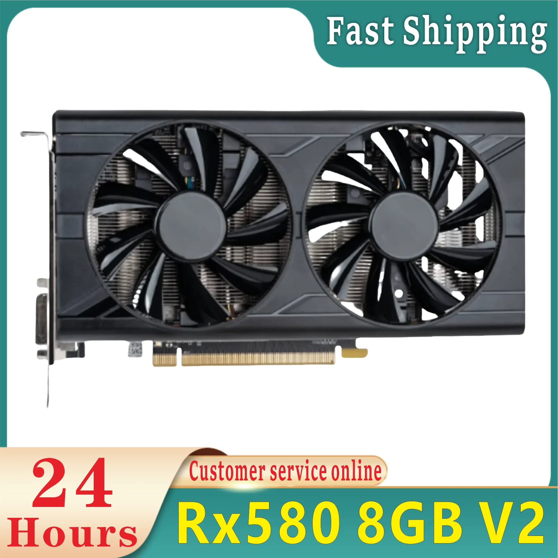 Original RX580 8GB V2 graphics card 256 bit GDDR5 graphics card, suitable for AMD RX 500 series RX 580 8GB D5 V2 1284MHz 7000MHz