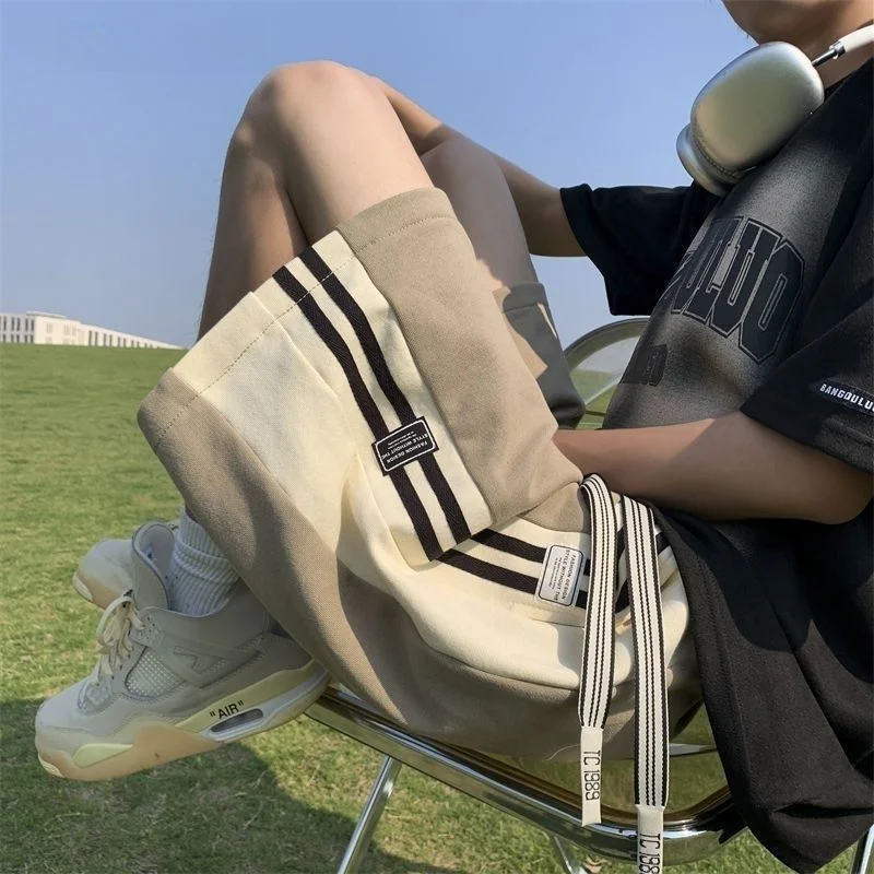 

Y2k Men's Pants Loose Hip Hop Streetwear Summer Simple Retro Track Pants Fashion High Waist Wide Leg Track Pants Men Clothing