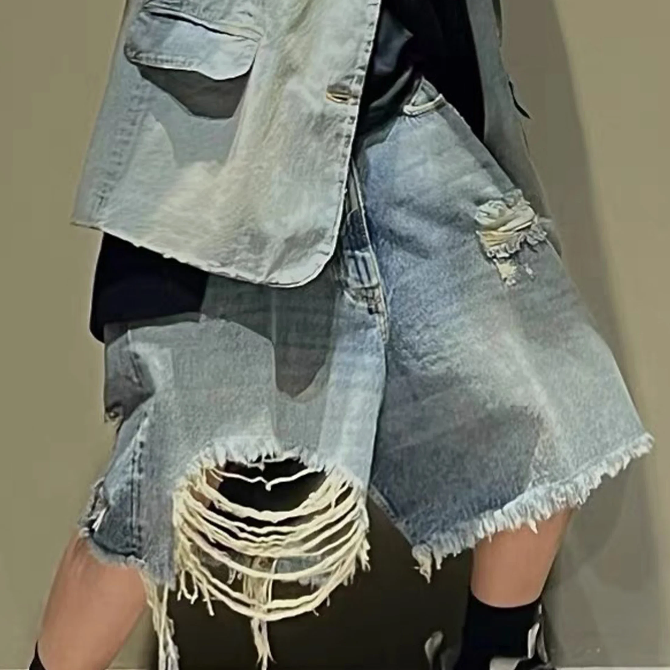 

NIGO мужские женские летние однотонные разрушающие старые Свободные повседневные шорты Ngvp # nigo8282