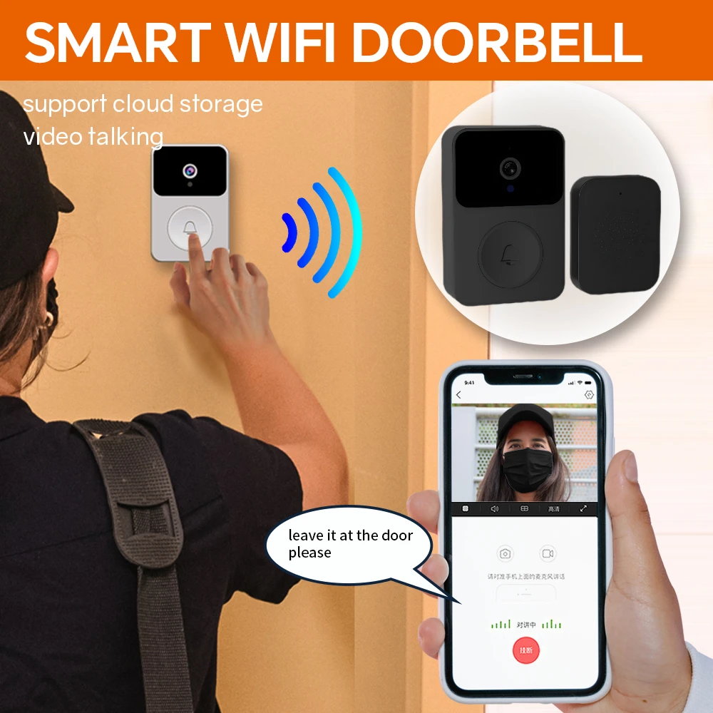 Smart Video Doorbell Camera Wifi 2K HD Night Vision Wireless Doorbell Interphone Ring Door Bell Home Security Protection