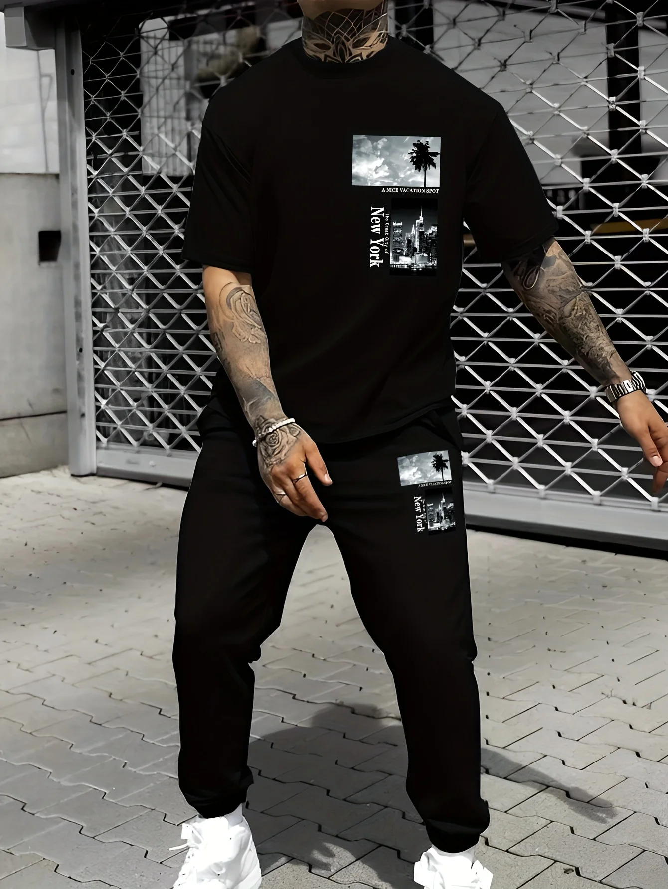 

The 2025 summer new men's suit features 3D pattern printing casual fashionable lightweight and breathable clothing