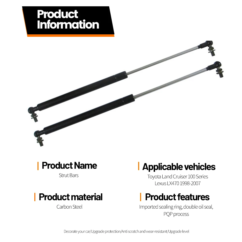 Front Bonnet Hood Strut For Toyota Land Cruiser 100 Series Lexus LX470 98-07 Lift Support Bars Gas Spring Dampers Rod 5345069025 view 5