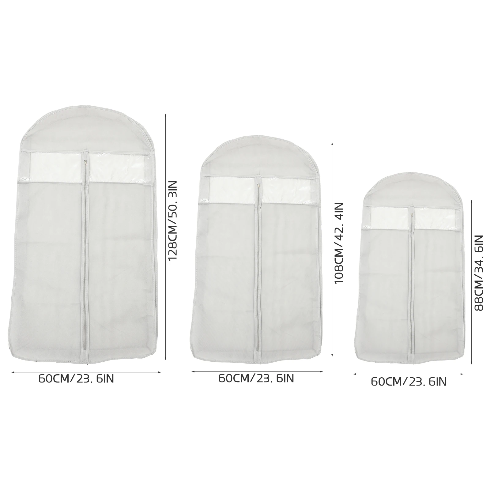 

3pcs Garment For Storage Wardrobe Garment Bag Clothes Cover Clear Window Dustproof Breathable Reusable Wardrobe Organizer