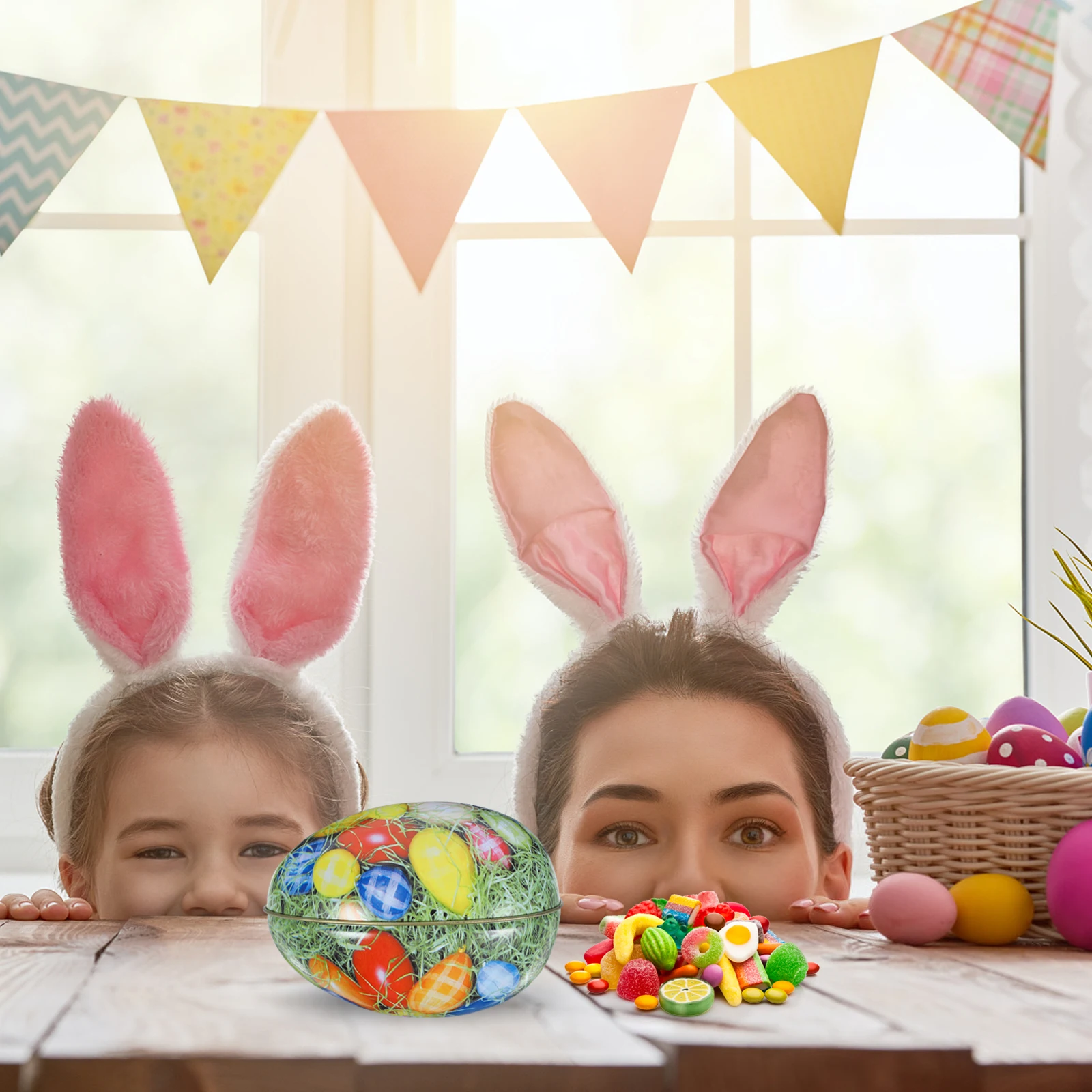

Easter Egg Candy Box Chocolate Boxes Packaging Party Favors Decorate Holder Iron Portable Container