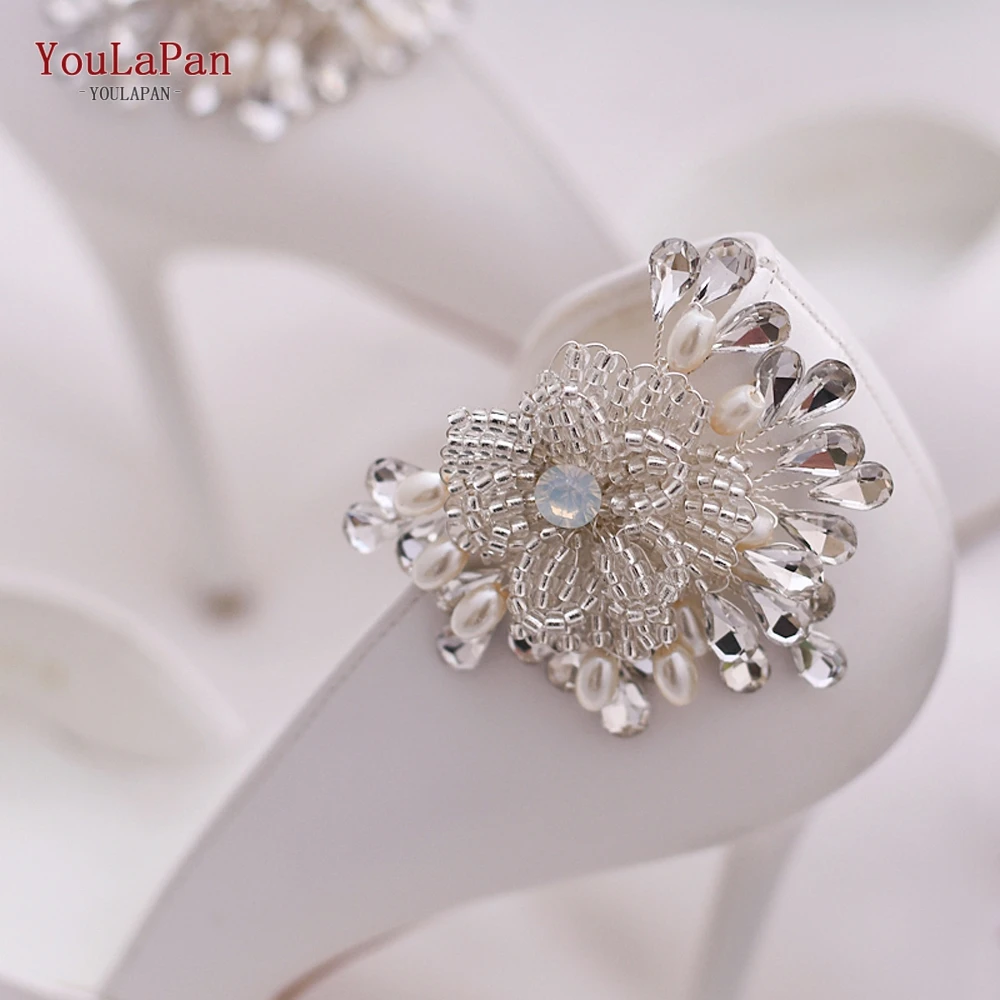 YouLaPan-Clips para zapatos de novia, hebillas de tacón alto, decoración de diamantes de imitación, accesorios para zapatos de boda, hebillas planas, X12