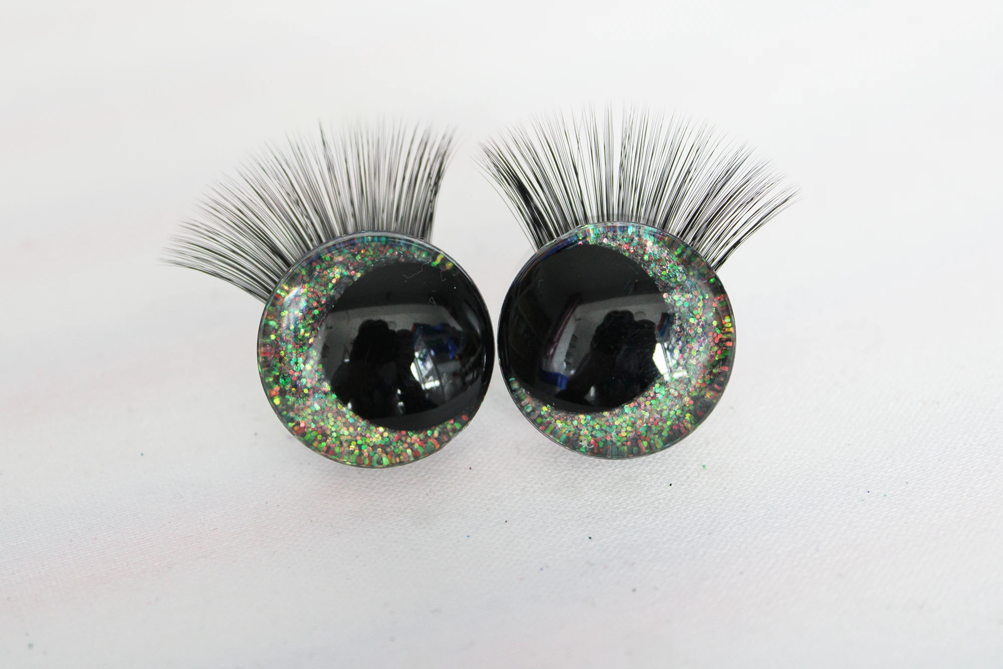 20pcs/lot  12mm 14mm 16mm 18mm 20mm 25mm 30mm  3D comical glitter toy eyes  with pupil eyes eyelashtray-color option -C11