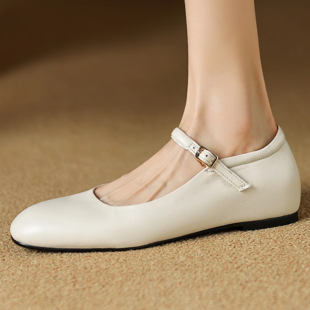 Women's Mary Jane flats sheepskin square toe soft comfortable elegant ladies high quality slip-on slim daily dress shoes woman