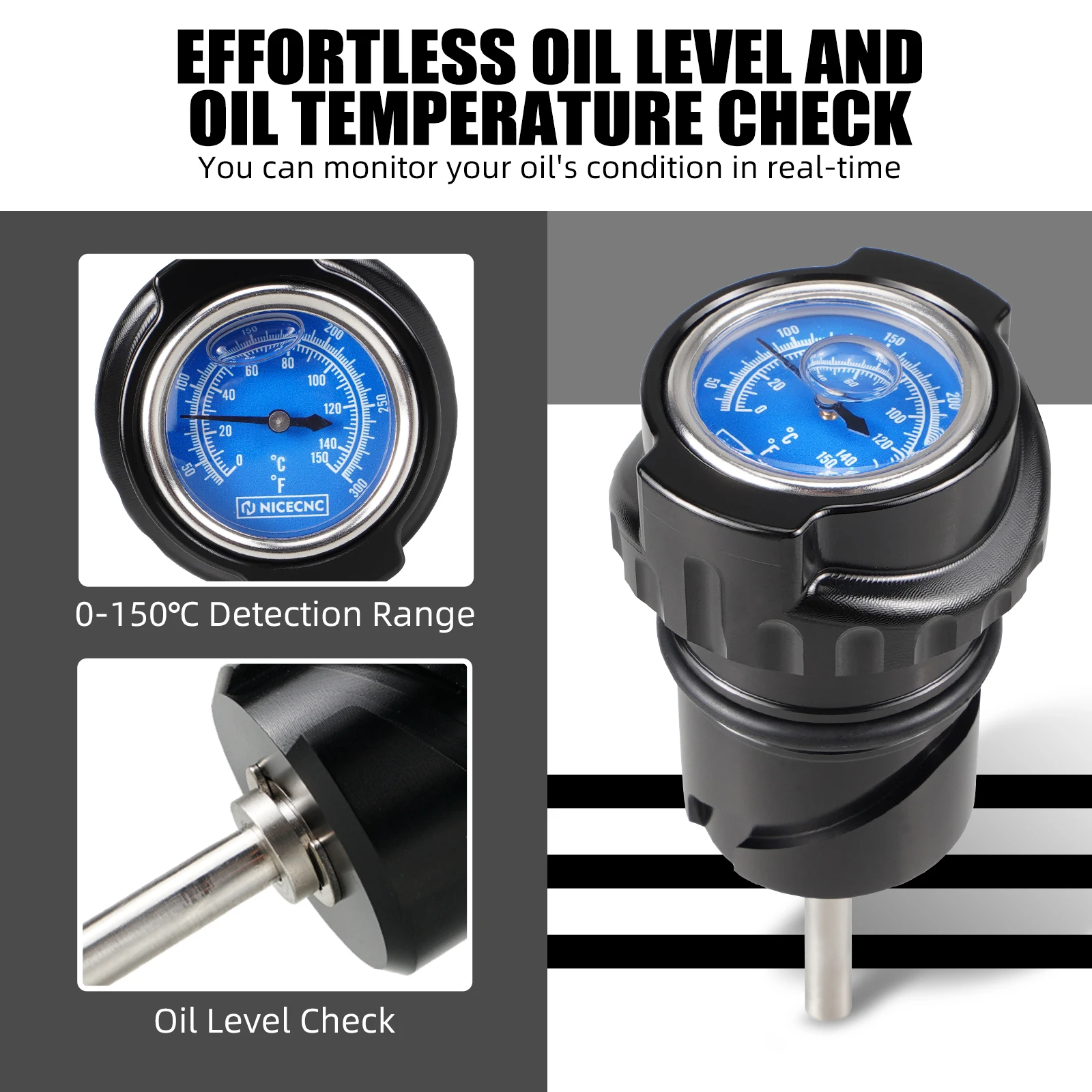

For Harley Sportster 883 XL883 2004-2008 Oil Dipstick w/ Thermometer Sportster 1200 Nightster XL1200N Iron 883 XL883N Forty-Eigh