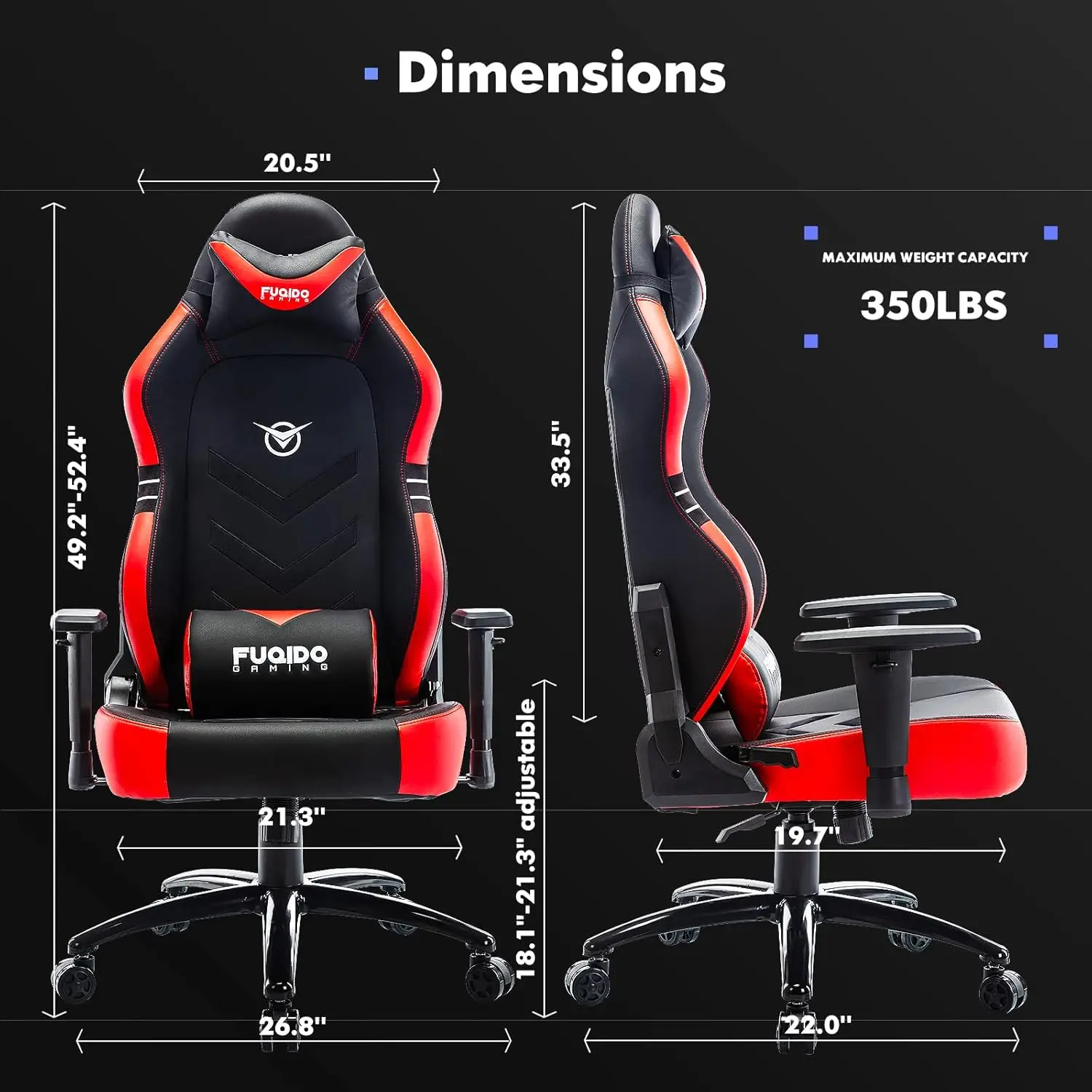 Big and Tall Gaming Chair 350lbs-Racing Computer Gamer Chair,Ergonomic Desk Office PC Chair with Wide Seat, Reclining Back, Adju