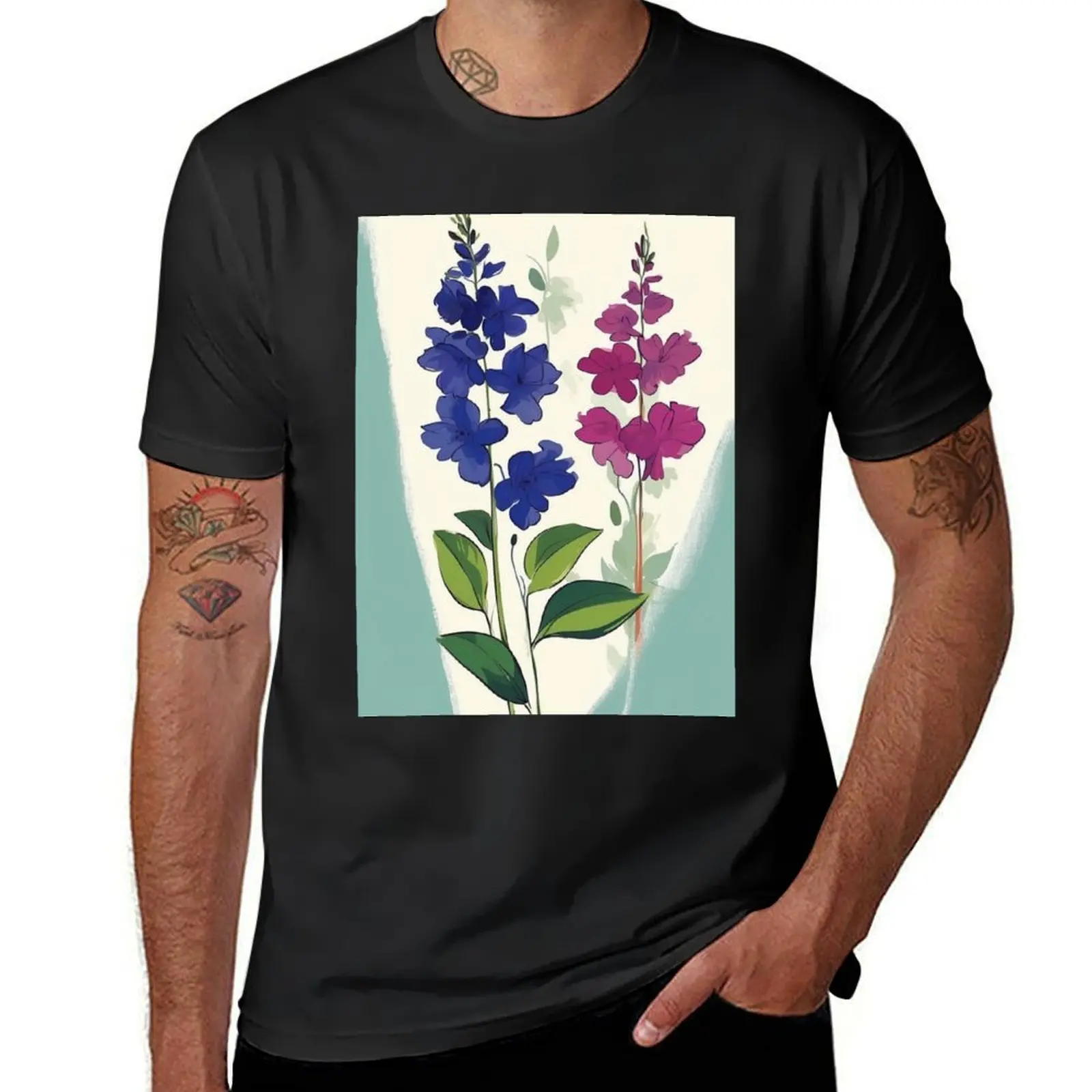 Blue and Purple Larkspur T-Shirt anime anime clothes men t shirts