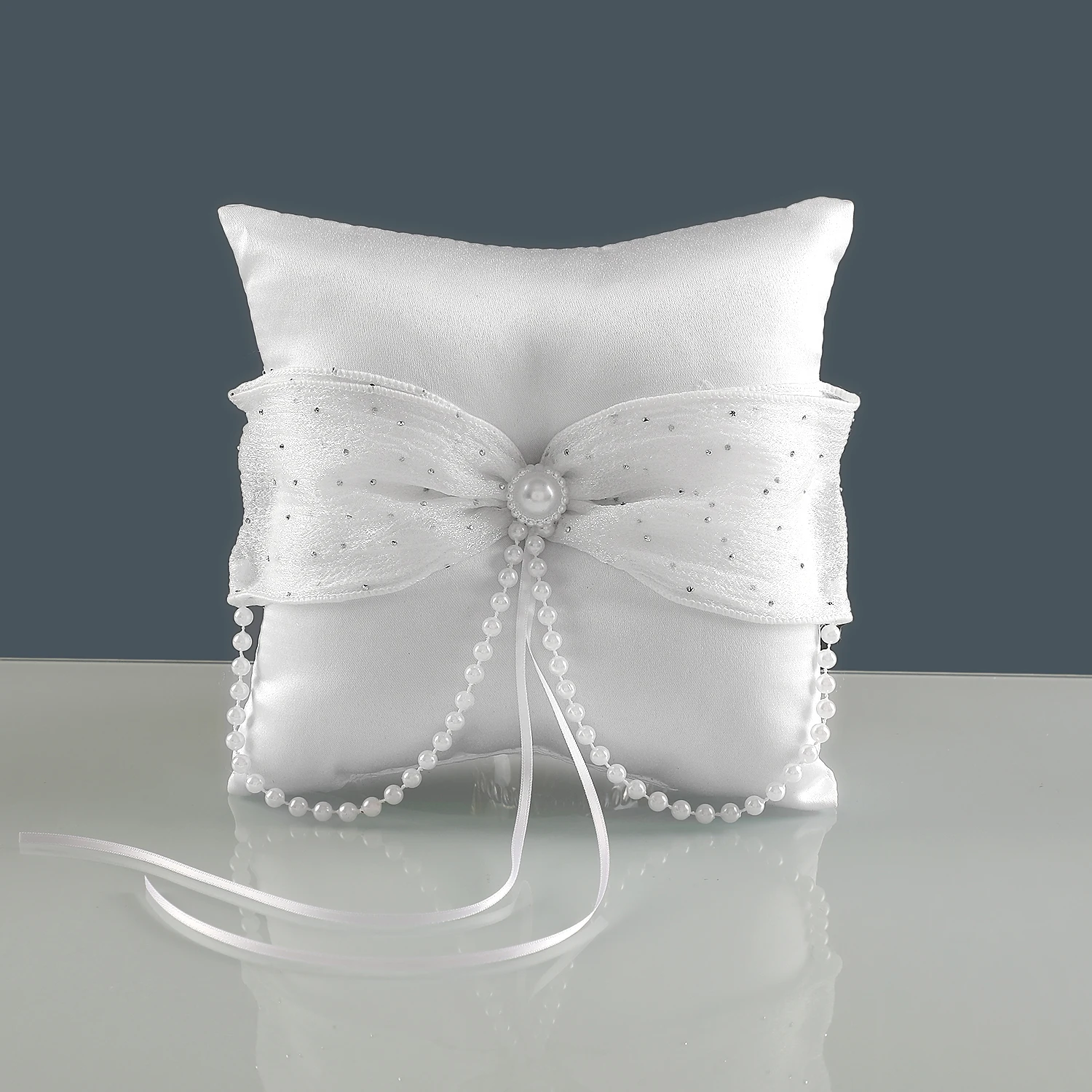 White Satin Bridal Ring Pillow Wedding Decoration Accessories Festival Party Supplies