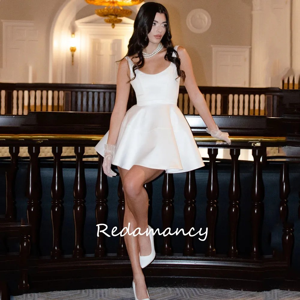 Redamancy Simple O-Neck Spaghetti Strap A-LINE Homecoming Dresses 2024 Backless Slim Above Knee vestidos de novia Party Dress