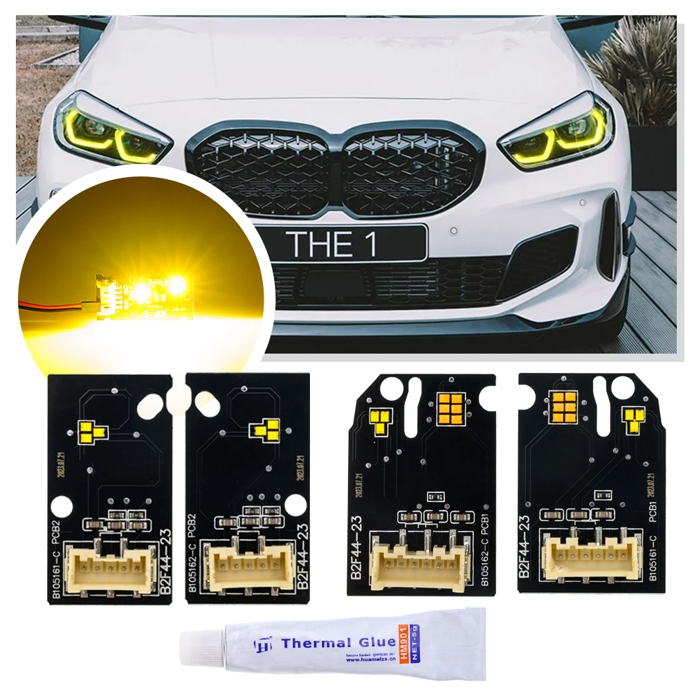 

CSL style Angel Eyes LED headlight DRL Daytime running light Lemon Yellow For BMW 1 Series F40 2 Series F44 2019-2024