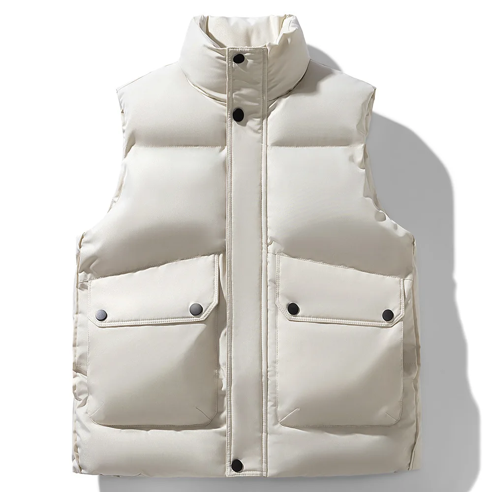 Winter Solid Padded Vest Men's Warm Casual Sleeveless Jacket