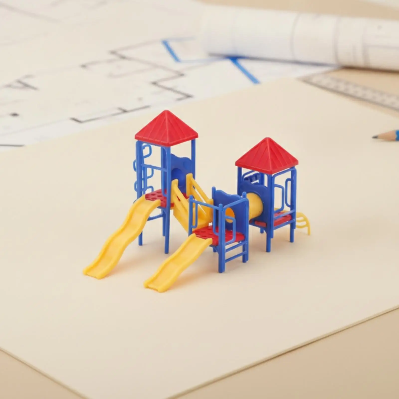 Children Play Equipment Plastic Miniature Slide Miniature Decoration Prop for Creative Hobby Diorama